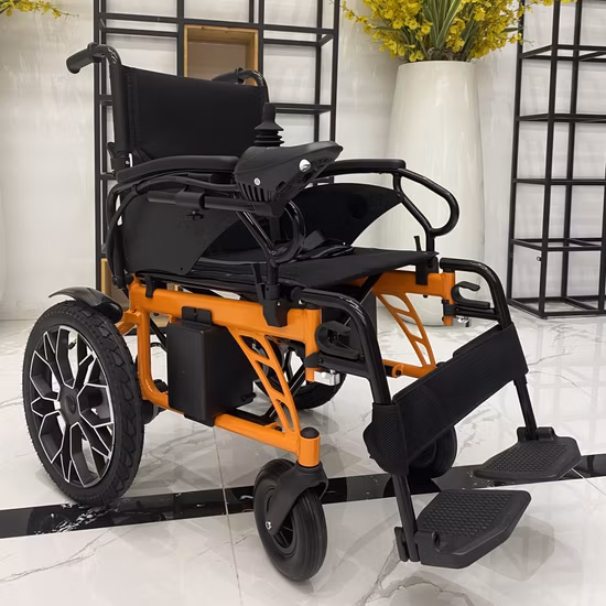 Fauteuil roulant motorisé portatif en aluminium, fauteuils électriques légers détachables avec roue pour personnes âgées